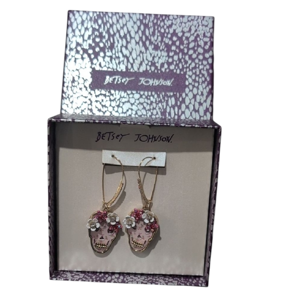 Betsey Johnson Sugar Skull Drop Earrings
